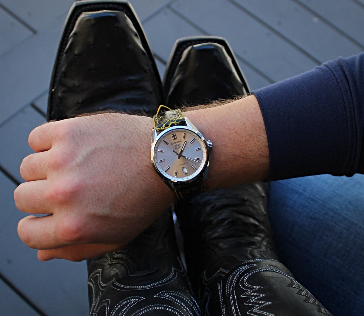 Bumblebee Bespoke Ostrich Shin Leather Watch Strap 22mm