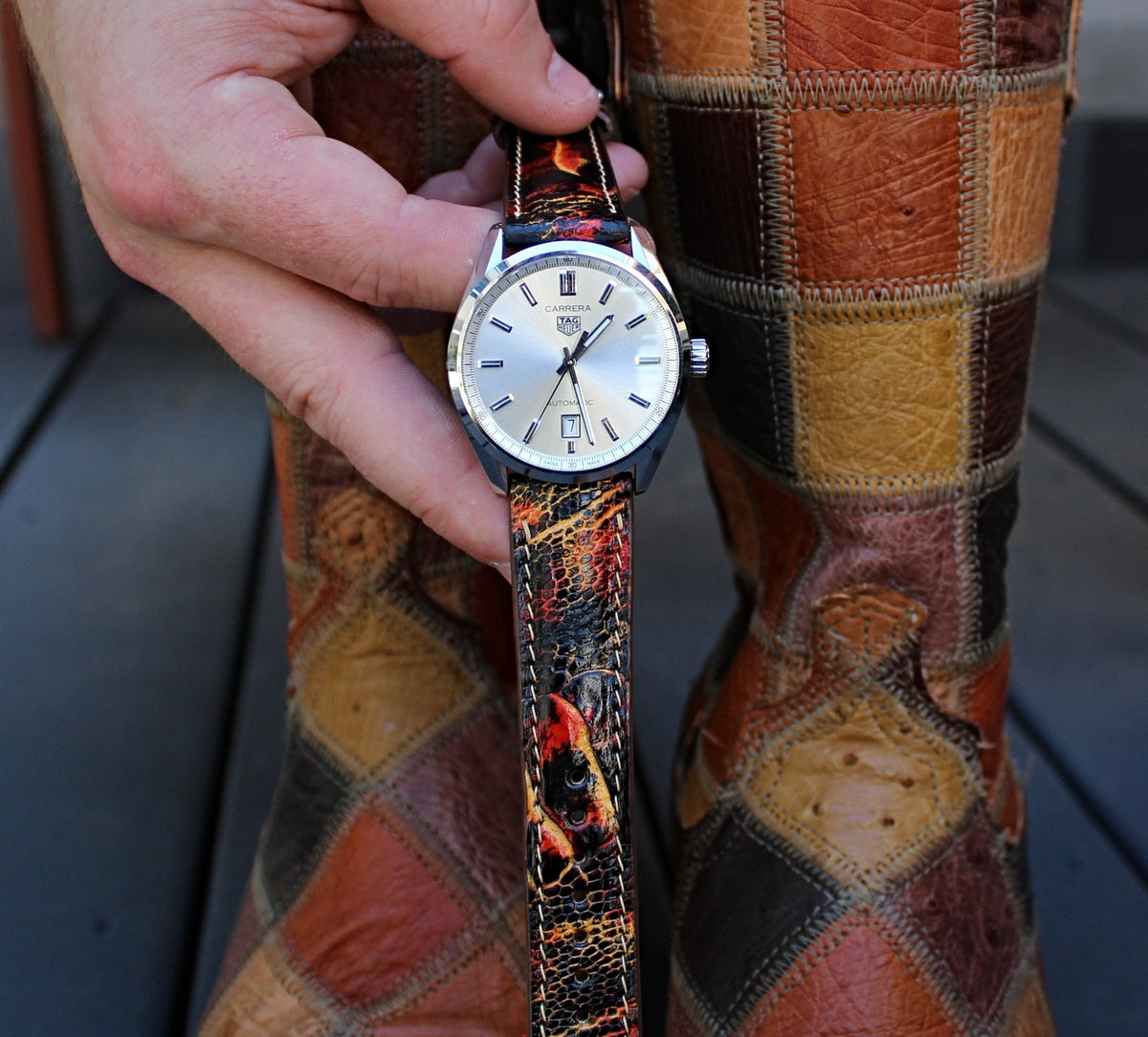 Ember Patina Bespoke Ostrich Shin Leather Watch Strap 20mm