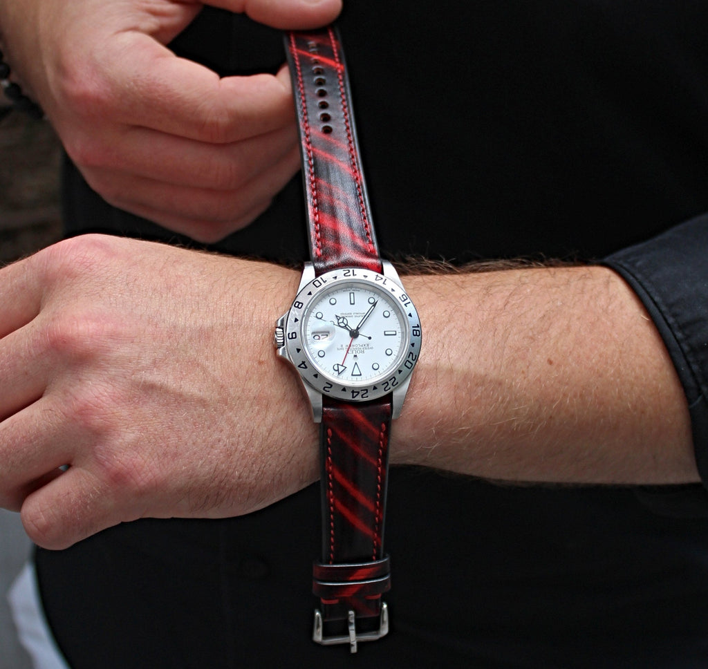 Crimson Brushed Calf Leather Watch Strap 22mm