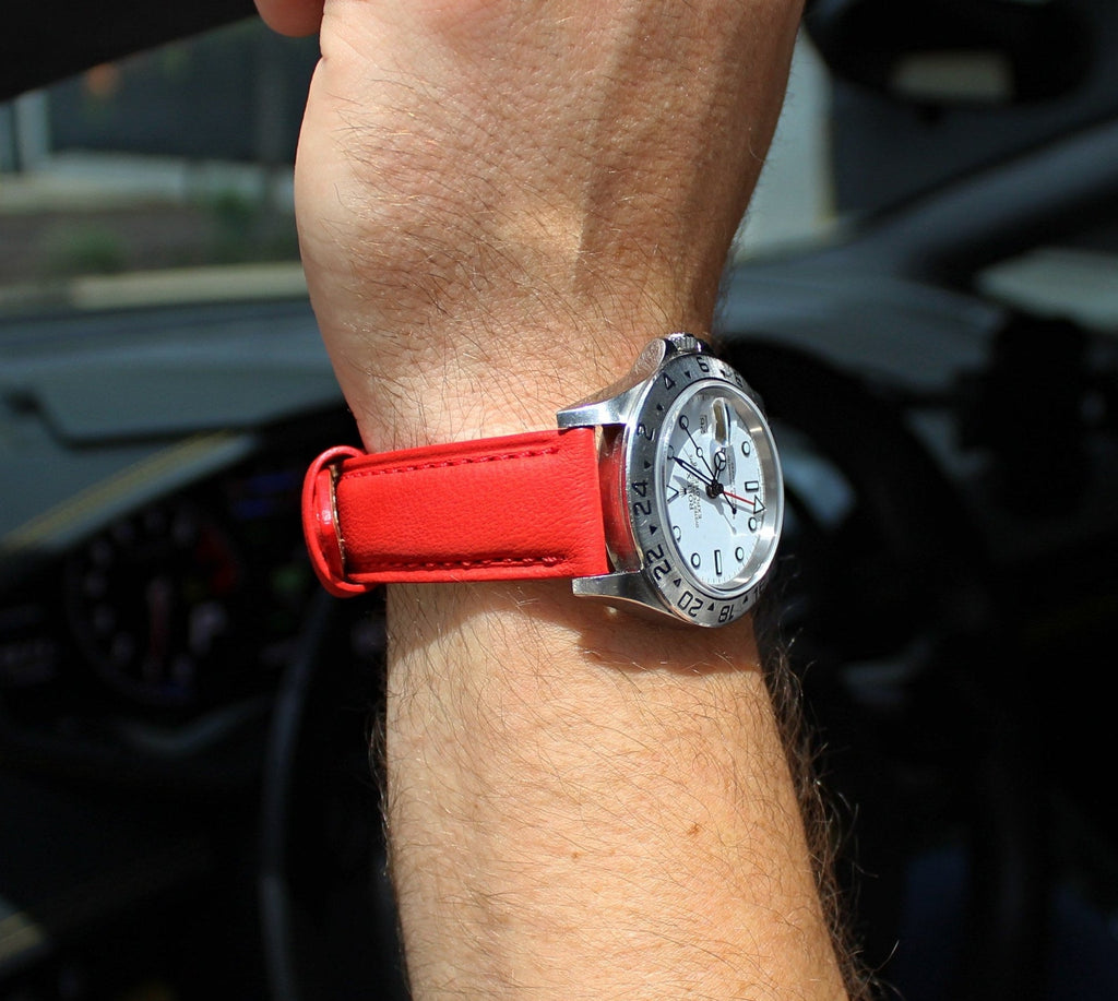 Strawberry Red Italian Calf Leather Watch Strap 20mm