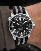 Black & Grey Striped Woven Nylon Strap 20mm
