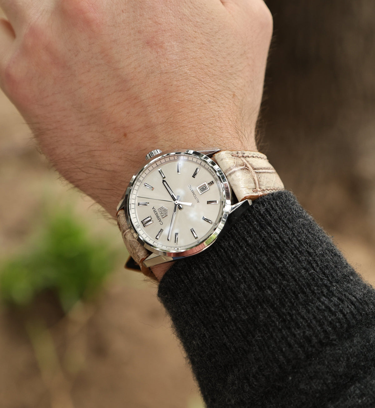 Desert Vein White Alligator Leather Watch Strap 19mm