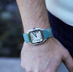 Turquoise Crocodile Leather Watch Strap For Cartier Santos
