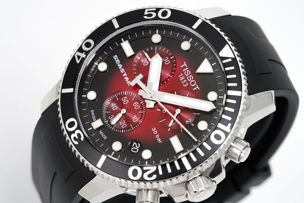 Tissot Chronograph Watch Seastar 1000 Red Rubber T1204171742100