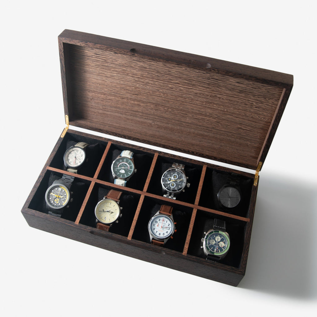 Wenge Watch Box - 8 Watch Compartments - Personalized Gift for Him