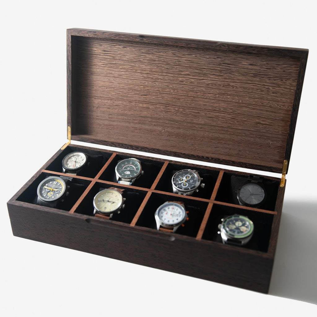 Wenge Watch Box - 8 Watch Compartments - Personalized Gift for Him