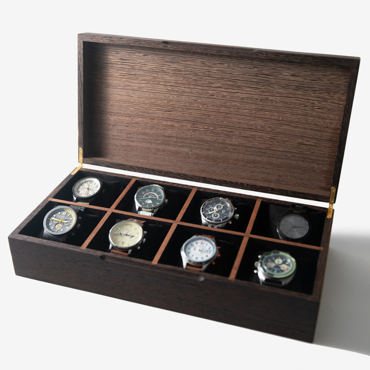 Wenge Watch Box - 8 Watch Compartments - Personalized Gift for Him